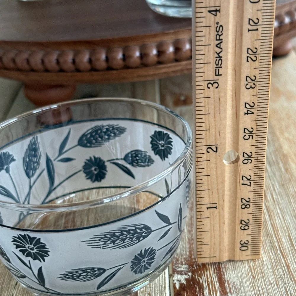 Vintage Libbey Frosted Silver Leaf Wheat Glassware Set of Six 1960s MCM